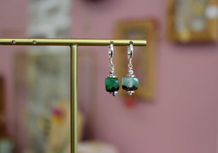 Boucles d'oreilles SENSIBLE argenté chrysoprase