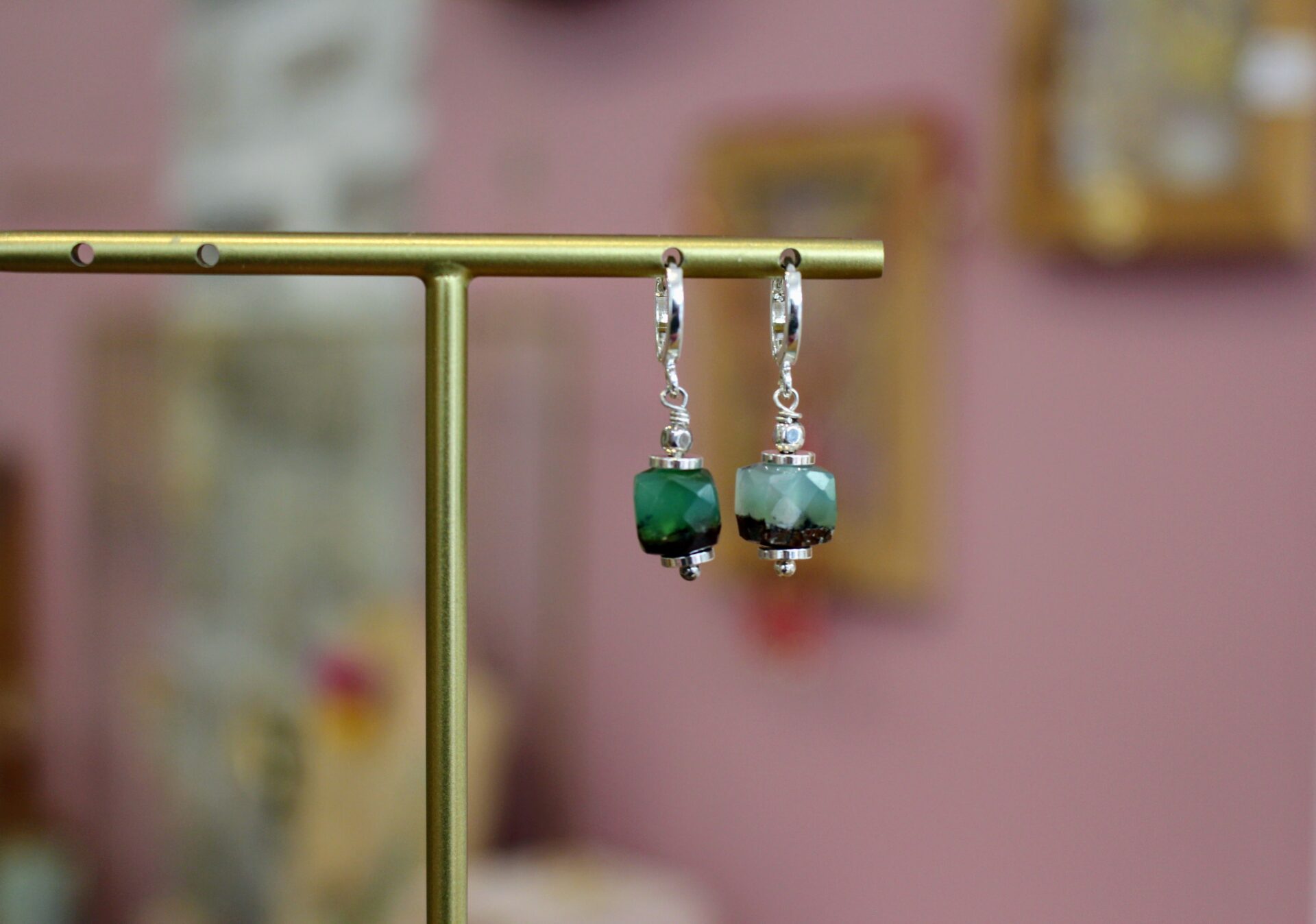 Boucles d'oreilles SENSIBLE argenté chrysoprase