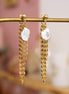 boucles d'oreilles pendantes dorées et perles d'eau douce SE