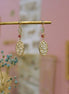 boucles d'oreilles pendantes dorées tourmalines rose