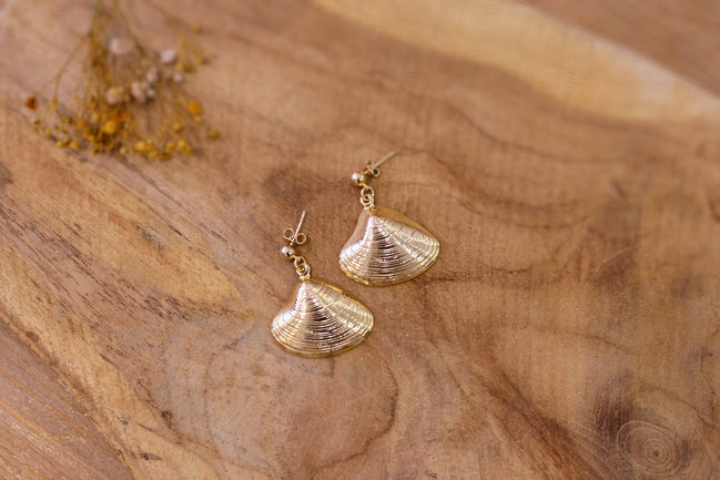 boucles d'oreilles pendantes palourdes coquillages