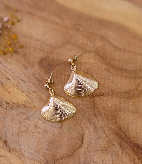 boucles d'oreilles pendantes palourdes coquillages