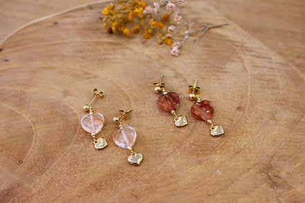 boucles d'oreilles quartz hématoïde bijou femme