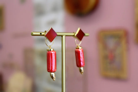 Boucles d'oreilles TERRE VIVE rouge