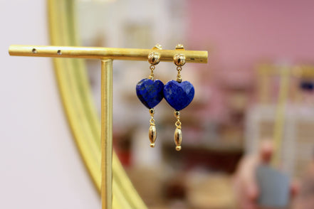 Boucles d'oreilles INFINI doré - lapis lazuli