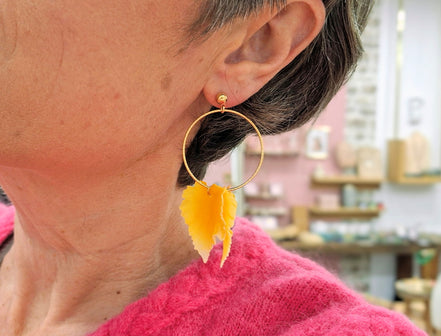 Boucles d'oreilles FEUILLES D'ORÉE jaune