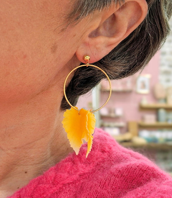 Boucles d'oreilles FEUILLES D'ORÉE jaune