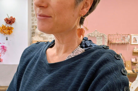 Boucles d'oreilles FEUILLES D'ORÉE marron