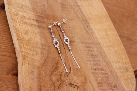 Boucles d’oreilles ATHENA argentées – Tourmaline rose ou jaune