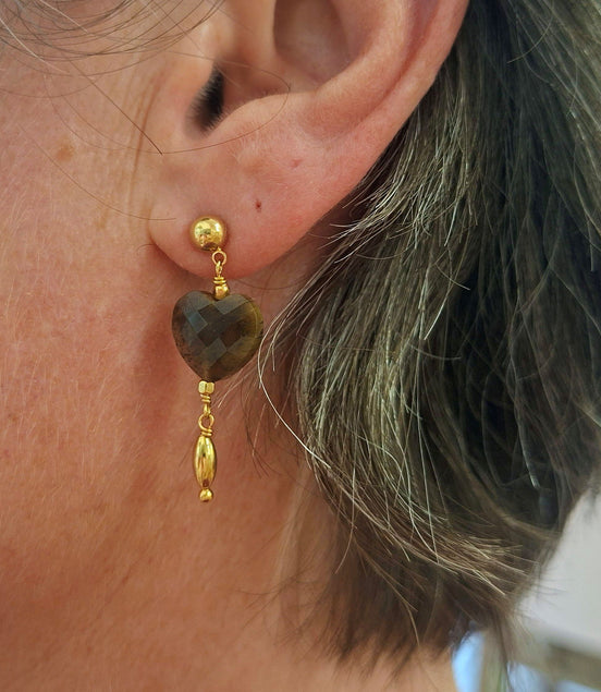 Boucles d'oreilles INFINI doré - oeil de tigre