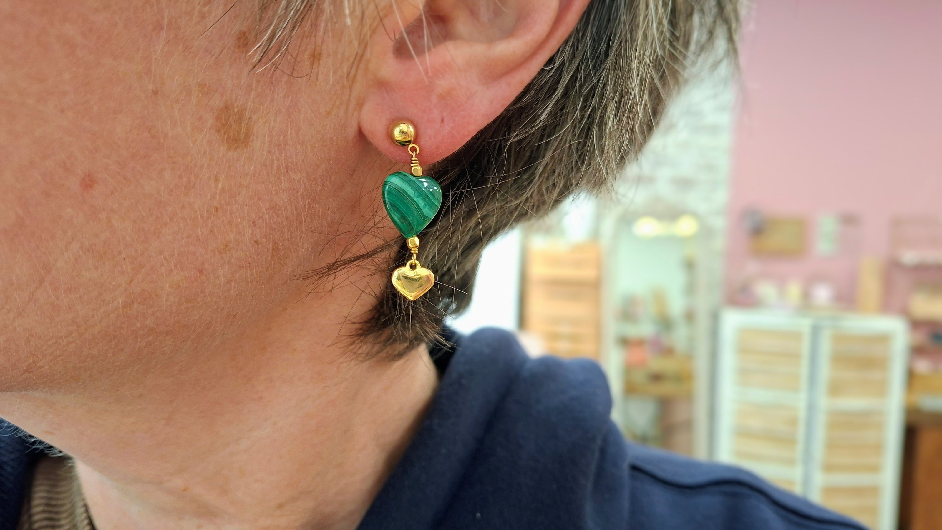 Boucles d'oreilles INFINI malachite