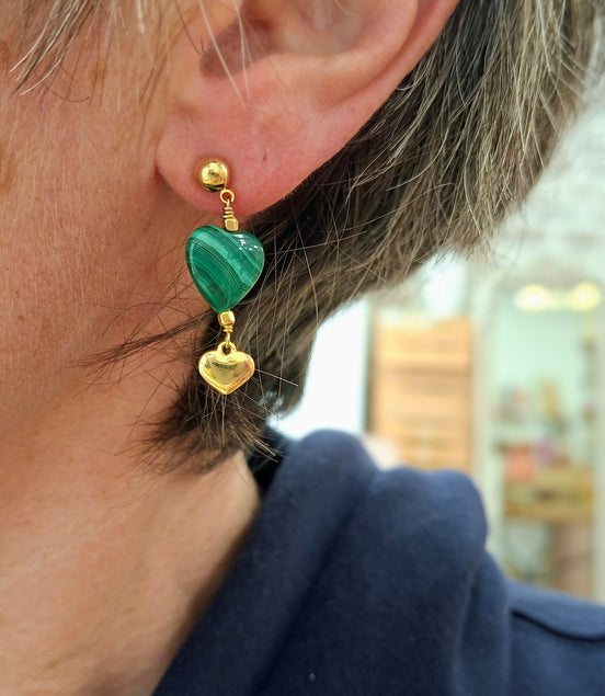 Boucles d'oreilles INFINI malachite
