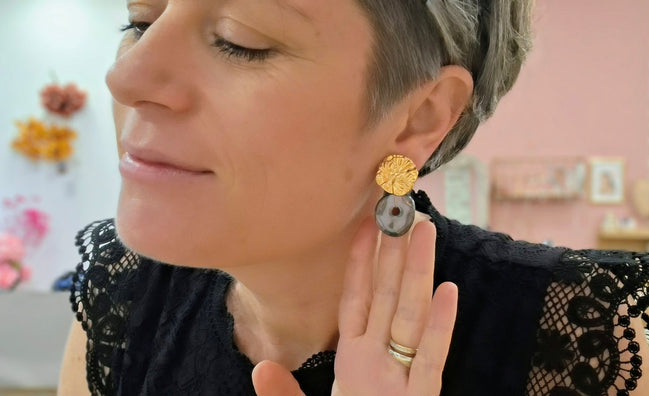 Boucles d'oreilles EDEN doré vert