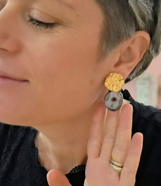 Boucles d'oreilles EDEN doré vert