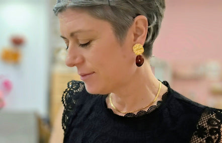 Boucles d'oreilles EDEN doré rouge