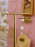 Boucles d'oreilles asymétriques LIMONATA LUNA doré - pierre de lune et perle d'eau douce