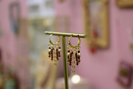 Boucles d'oreilles créoles RANI jaspe rouge