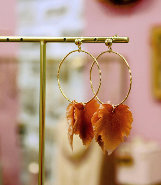 Boucles d'oreilles FEUILLES D'ORÉE marron
