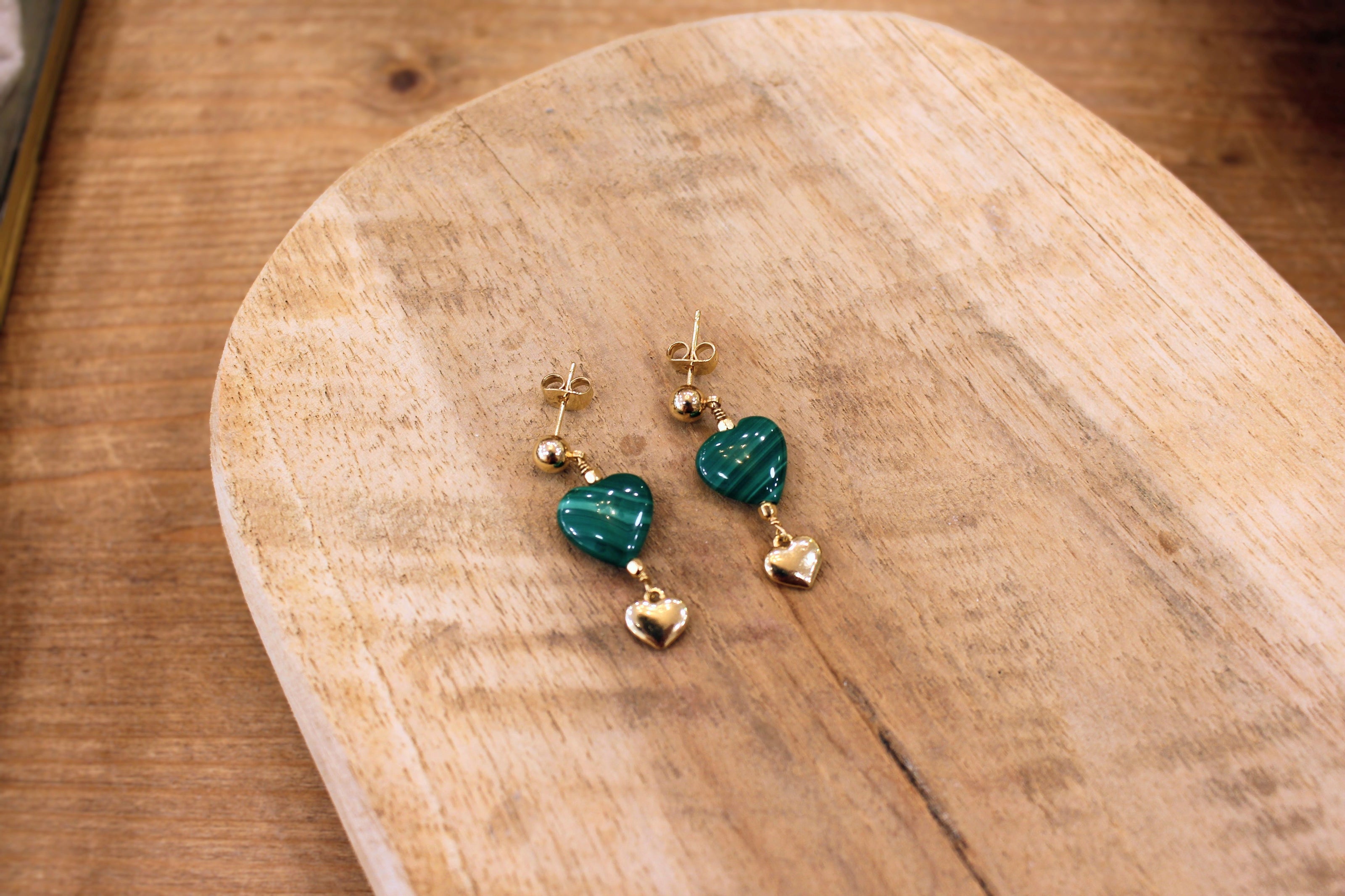 Boucles d'oreilles INFINI malachite
