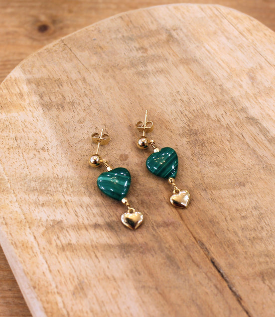 Boucles d'oreilles INFINI malachite