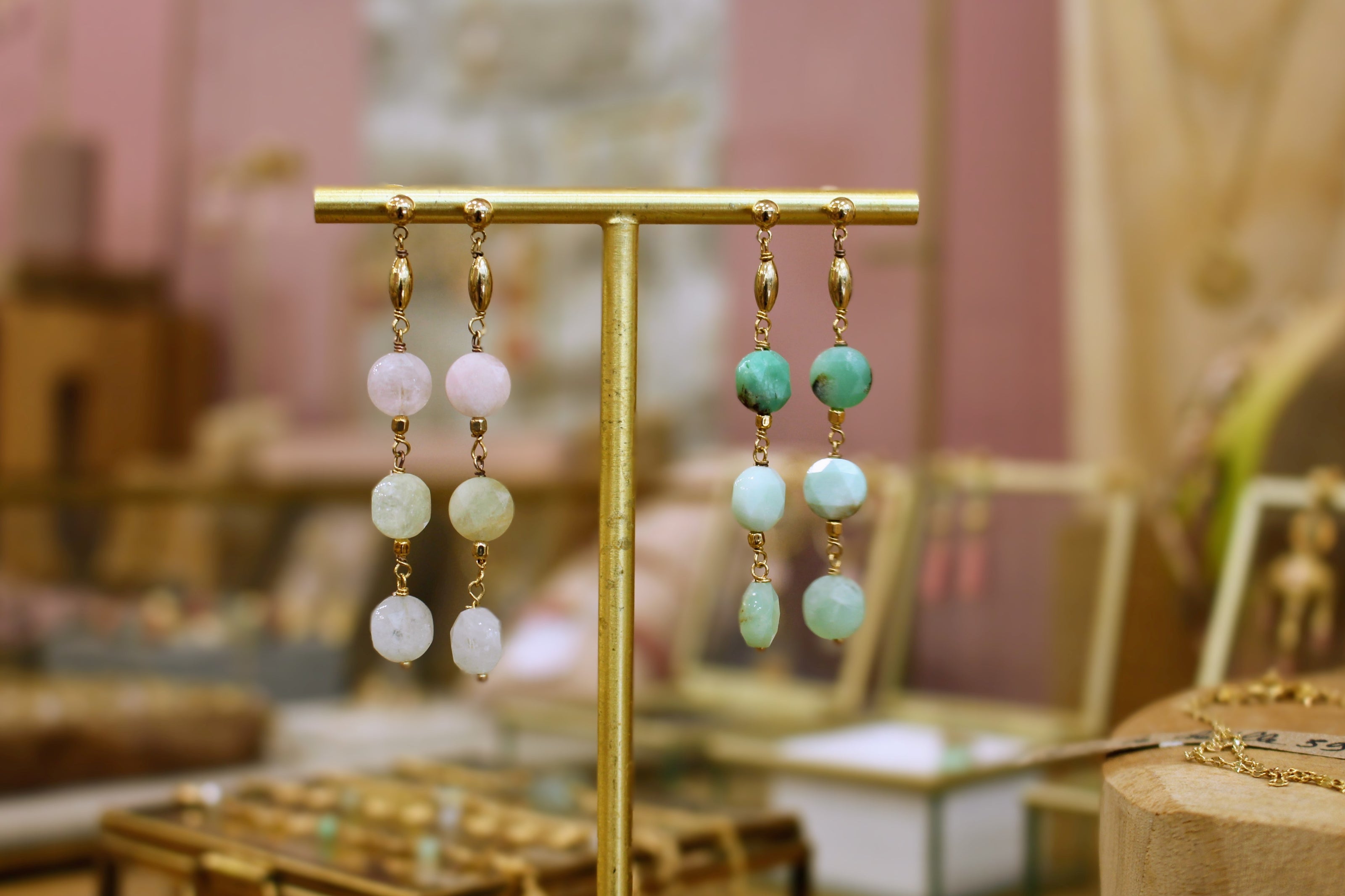 Boucles d'oreilles MERMAID chrysocolle ou béryls / morganites