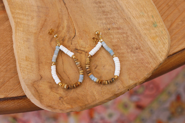 Boucles d'oreilles doré PLAKA - jaspe, amazonite, nacre