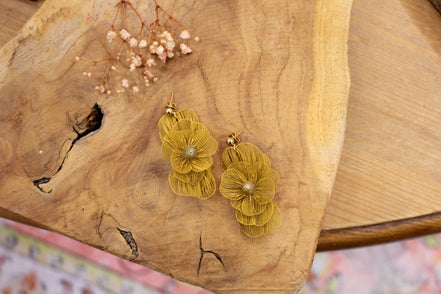 Boucles d'oreilles FLORÆ ocre minéral