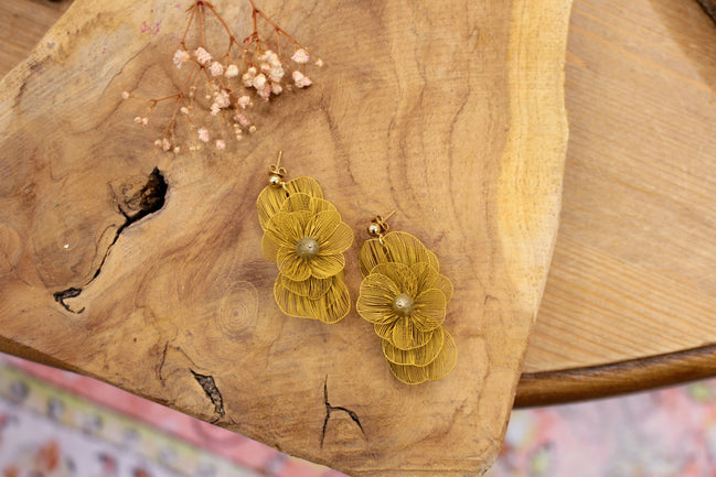 Boucles d'oreilles FLORÆ ocre minéral