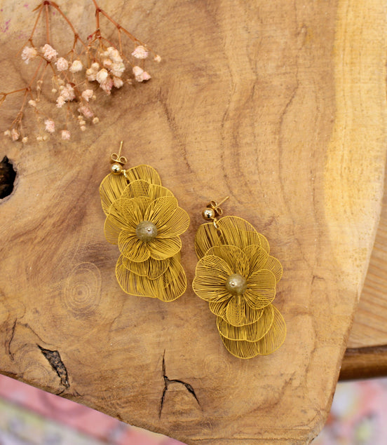 Boucles d'oreilles FLORÆ ocre minéral