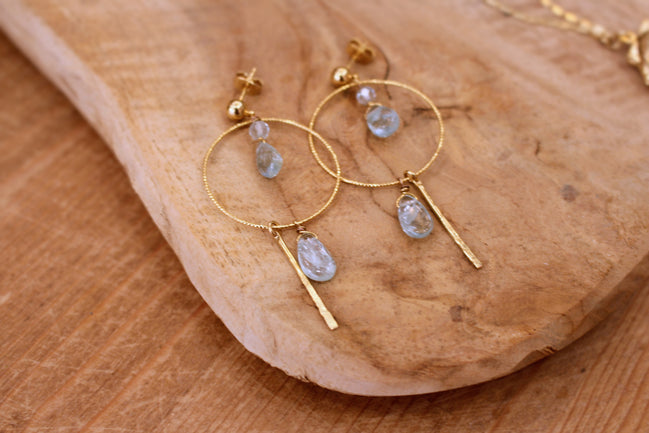 Boucles d'oreilles CRISTALLINE aigue marine