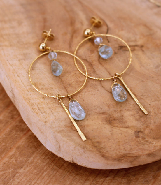 Boucles d'oreilles CRISTALLINE aigue marine