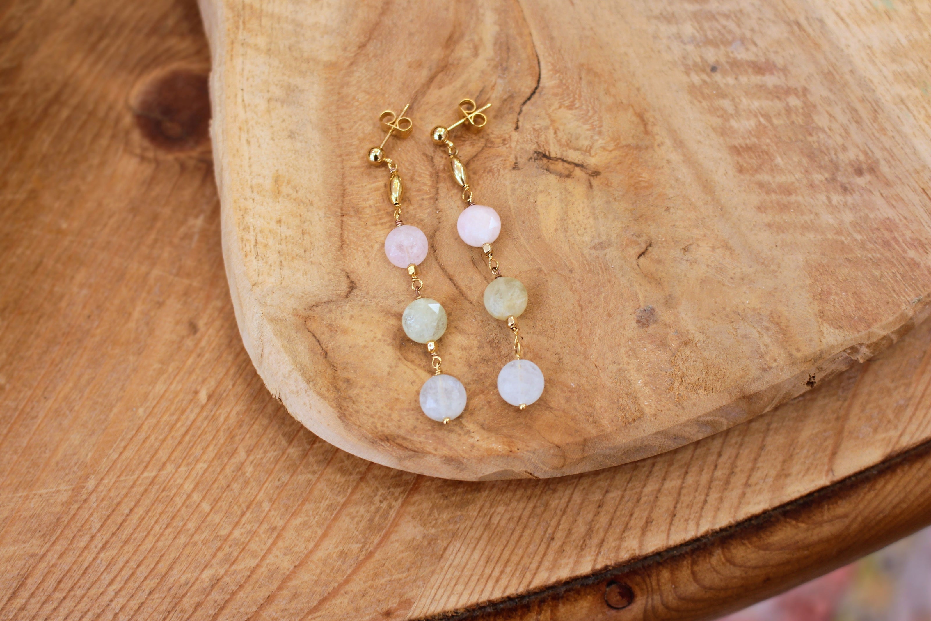 Boucles d'oreilles MERMAID chrysocolle ou béryls / morganites