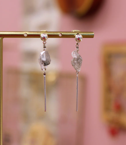 Boucles d'oreilles Noctis argenté diamants  herkimer