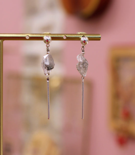 Boucles d'oreilles Noctis doré diamants  herkimer