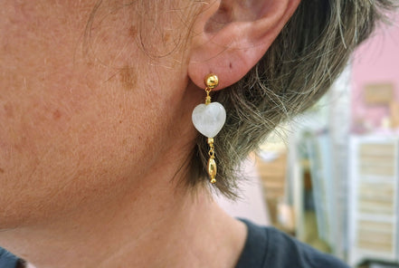 Boucles d'oreilles INFINI doré - pierre de lune