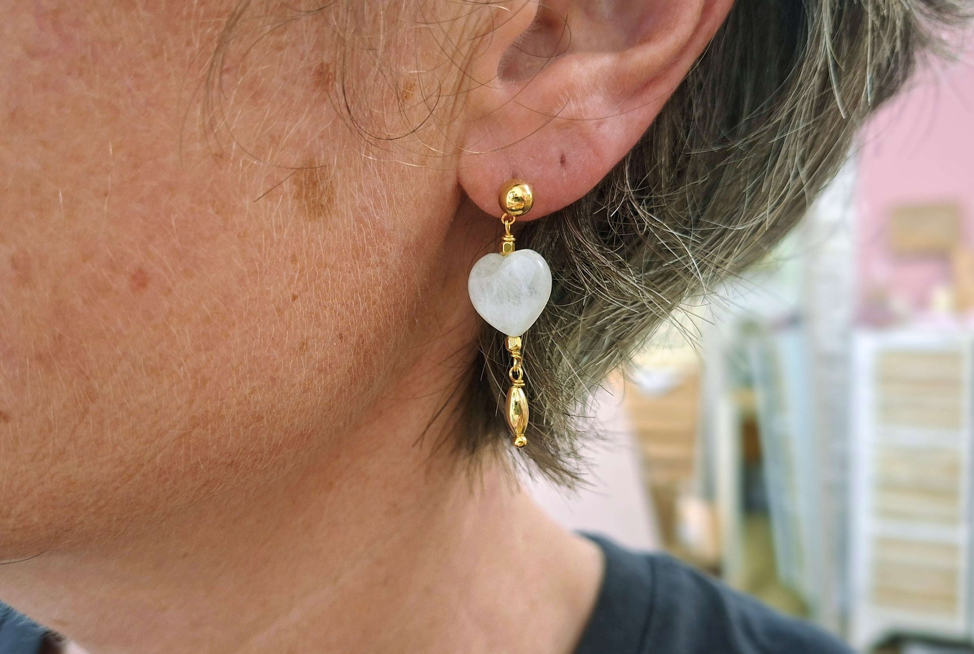Boucles d'oreilles INFINI doré - pierre de lune