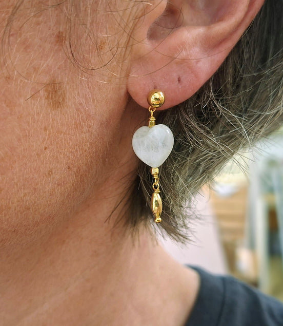 Boucles d'oreilles INFINI doré - pierre de lune