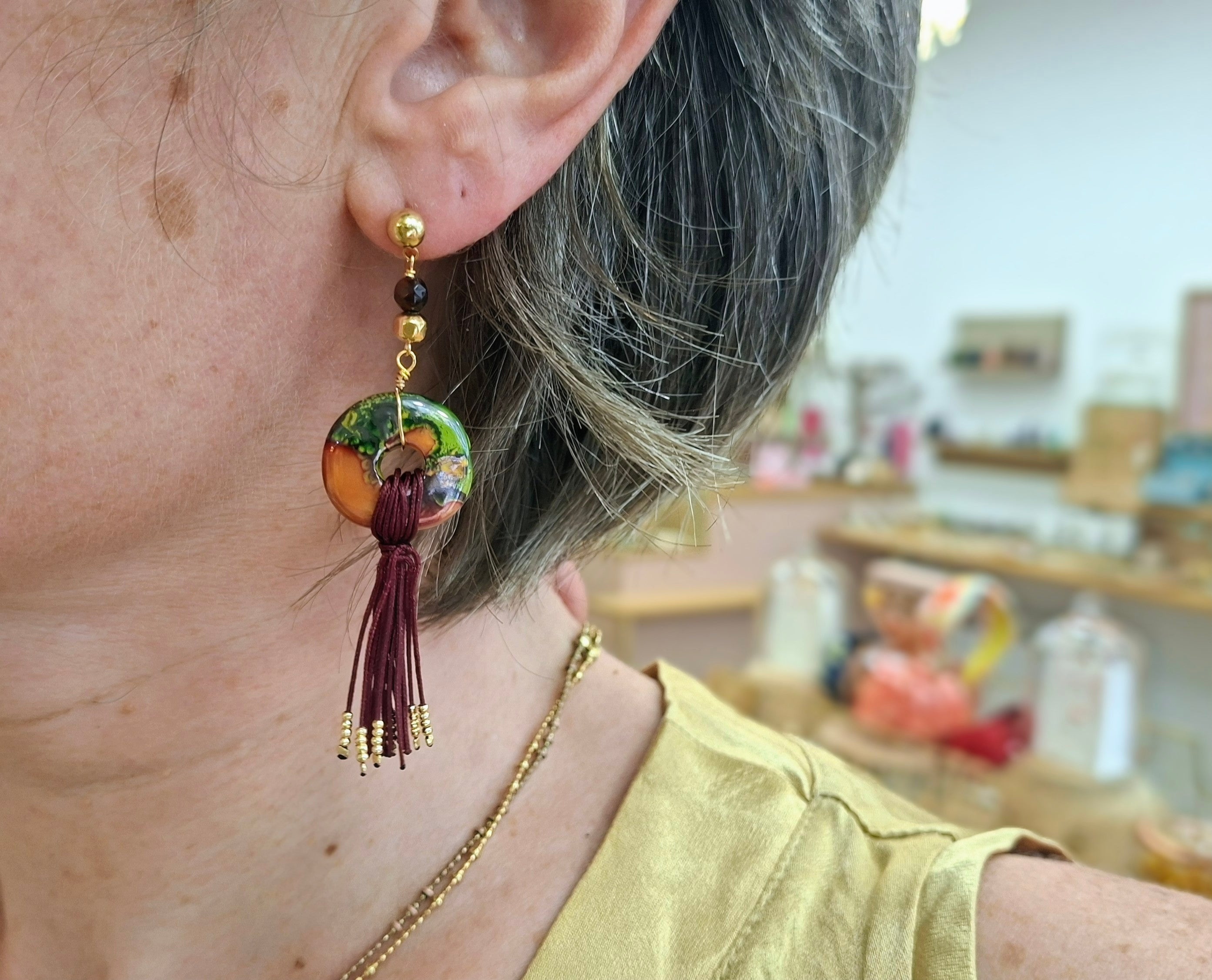 Boucles d'oreilles KORÉ doré - terre fauve