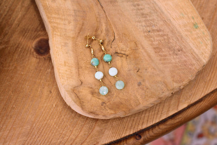 Boucles d'oreilles MERMAID chrysocolle ou béryls / morganites