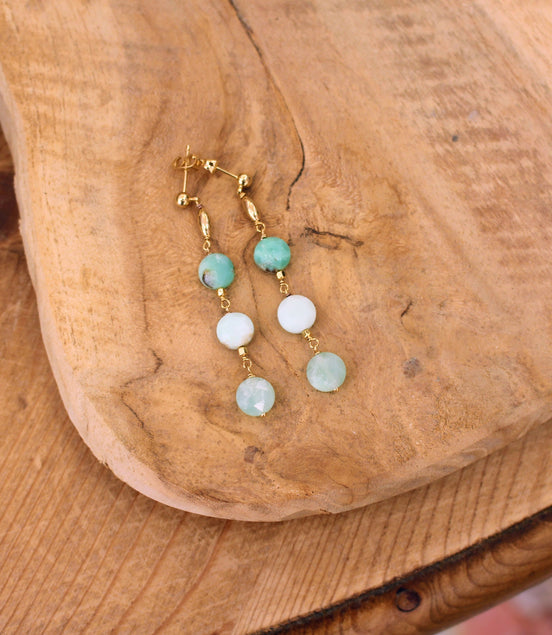 Boucles d'oreilles MERMAID chrysocolle ou béryls / morganites