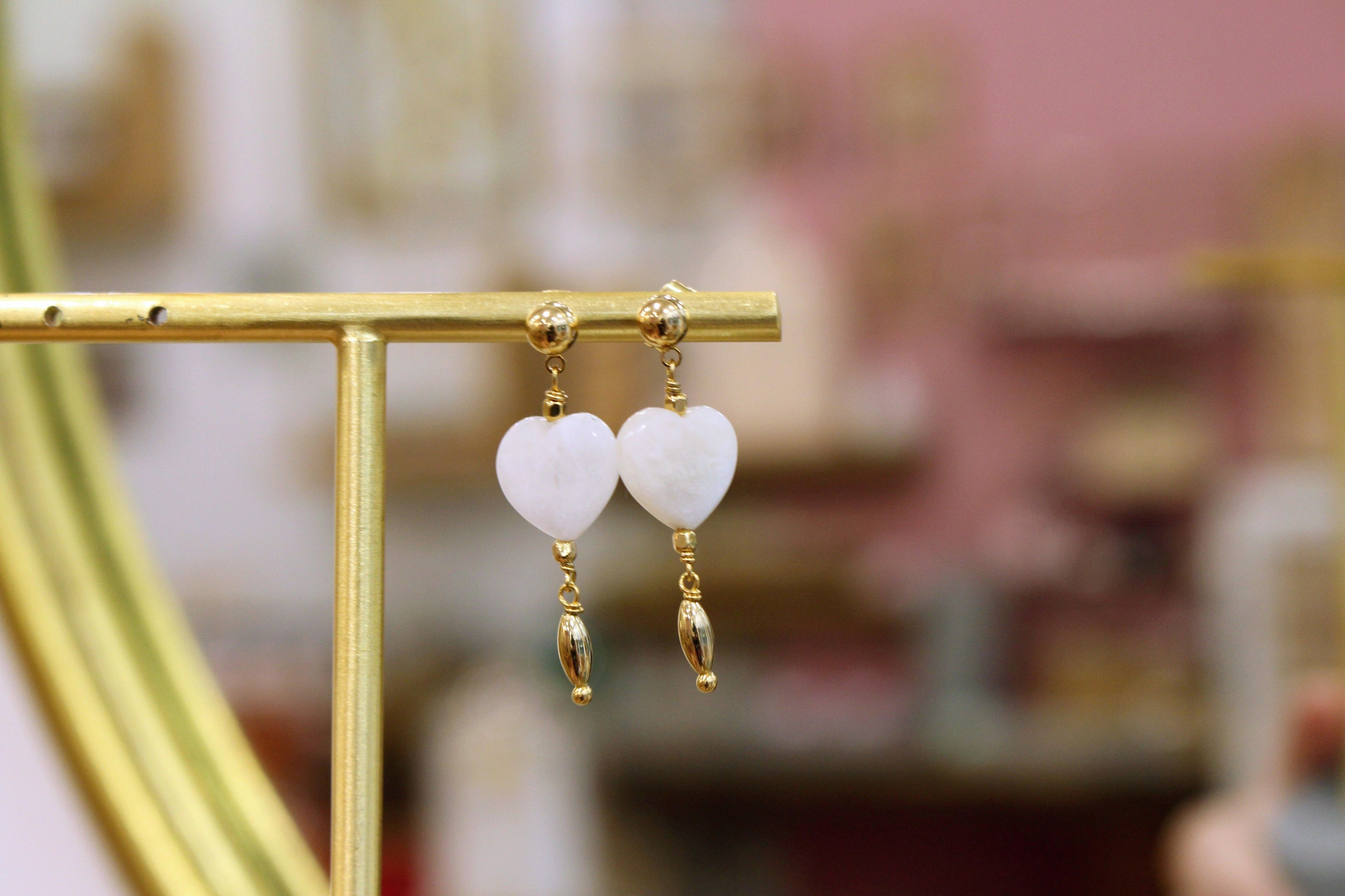 Boucles d'oreilles INFINI doré - pierre de lune