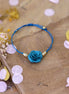 bracelet ajustable fleur bleu canard
