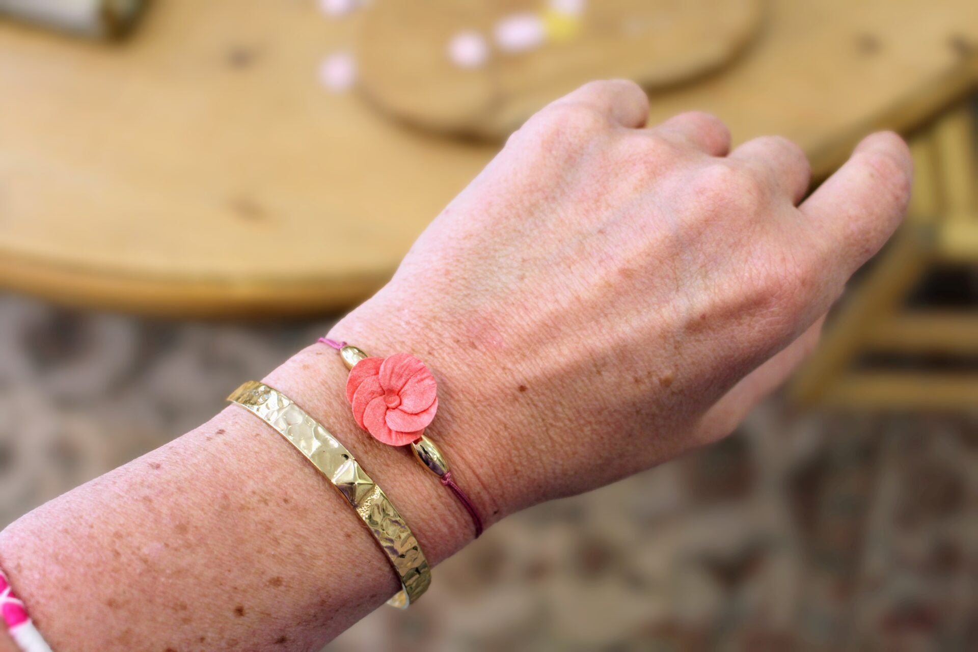 Bracelet FLEURETTE rose corail