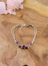 bracelet argenté deux rangs saphirs multicolores