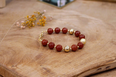 Idée cadeau bijou femme bracelet doré femme pierre de cornaline