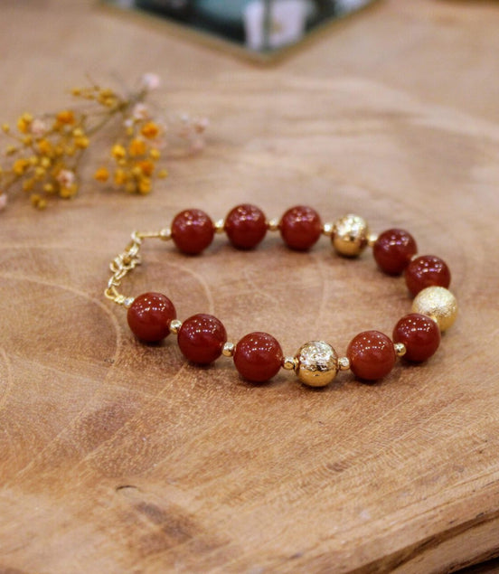 Idée cadeau bijou femme bracelet doré femme pierre de cornaline