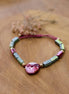 bracelet céramique rose et vert bijou haute fantaisie artisanal