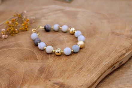 Idée cadeau femme bijou doré bracelet doré amazonite dépolie