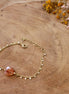 bracelet doré et coeur quartz hématoïde orange translucide