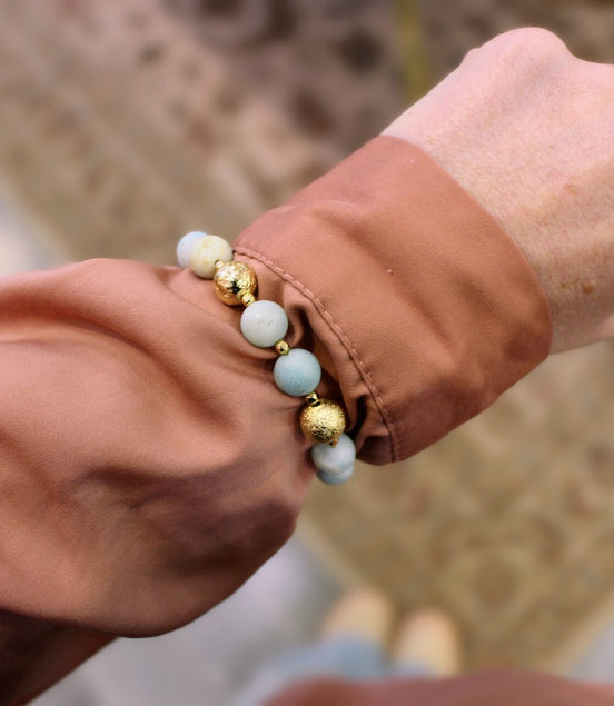 Idée cadeau bijou femme doré bracelet doré femme amazonite